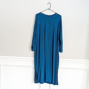 Verona Women's Long Sleeve Midi With Slits, Large, Teal